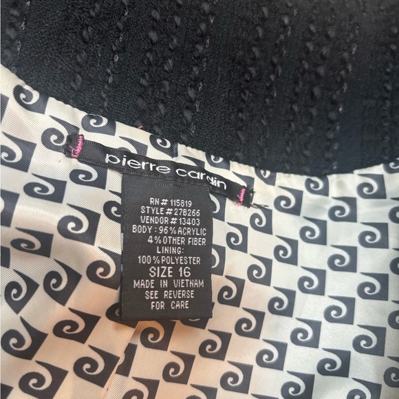 PIERRE CARDIN BLACK TEXTURED BUSINESS FORMAL SHAWL NECK COLLAR SUIT BLAZER SZ 16 - Picture 7 of 10